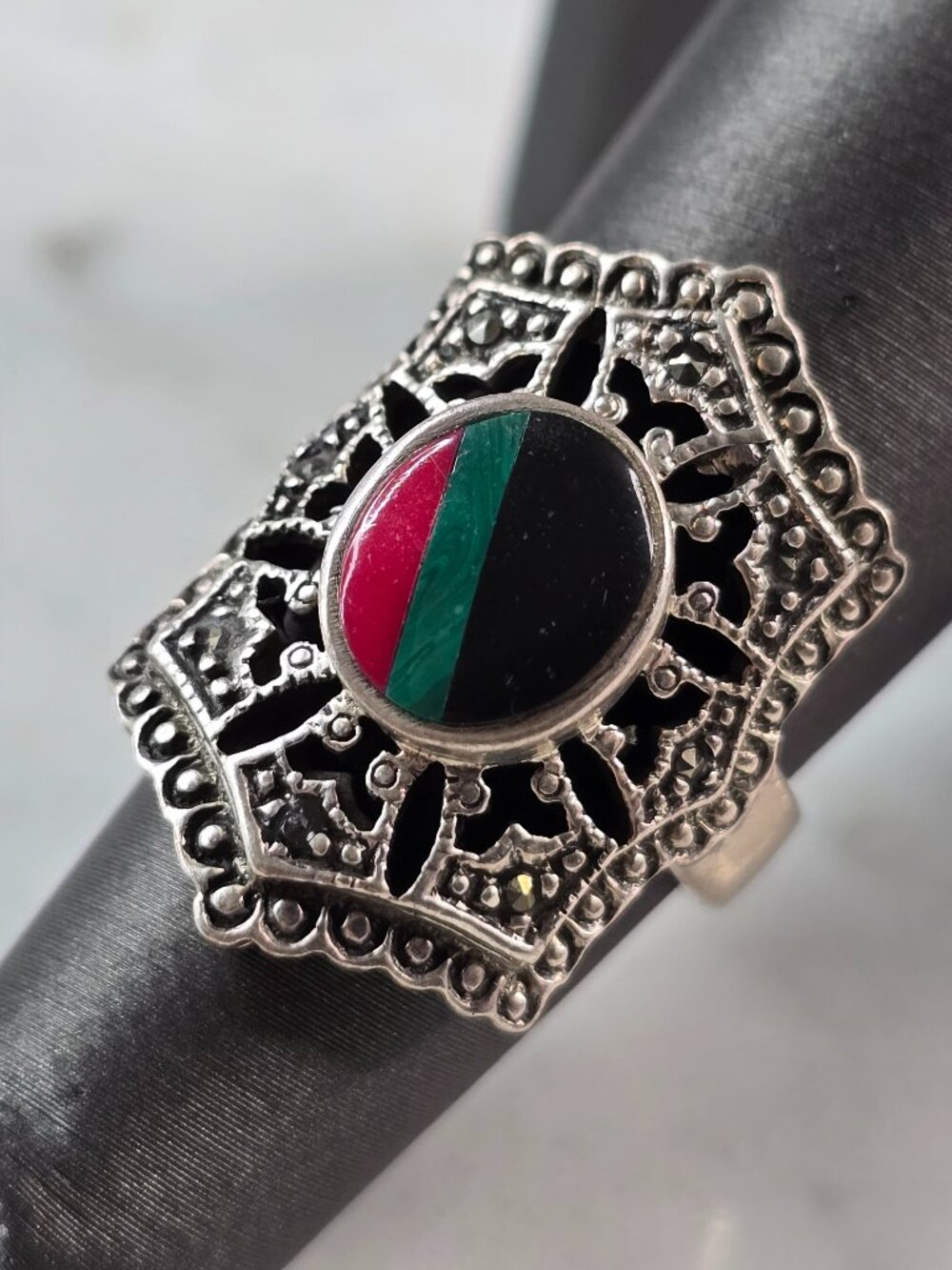 Womens Vintage Estate Sterling Silver Southwestern Zuni Ring 7.4g E652